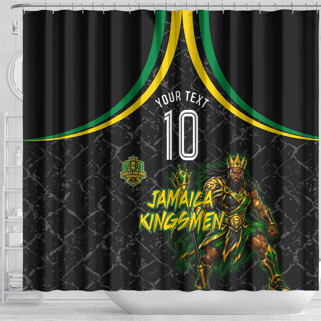 Personalized Jamaica Kingsmen Shower Curtain Caribbean Cricket Royal Warrior King Mascot