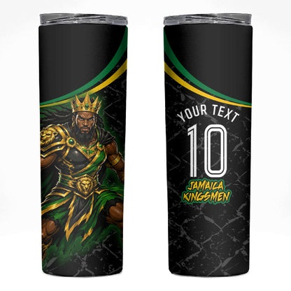 Personalized Jamaica Kingsmen Skinny Tumbler Caribbean Cricket Royal Warrior King Mascot