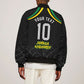 Personalized Jamaica Kingsmen Sleeve Zip Bomber Jacket Caribbean Cricket Royal Warrior King Mascot