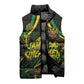 Personalized Jamaica Kingsmen Sleeveless Puffer Jacket Caribbean Cricket Royal Warrior King Mascot