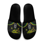 Personalized Jamaica Kingsmen Slide Sandals Caribbean Cricket Royal Warrior King Mascot