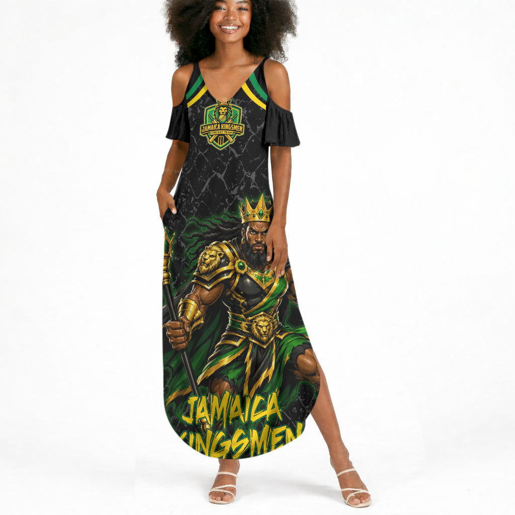 Personalized Jamaica Kingsmen Summer Maxi Dress Caribbean Cricket Royal Warrior King Mascot