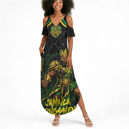 Personalized Jamaica Kingsmen Summer Maxi Dress Caribbean Cricket Royal Warrior King Mascot