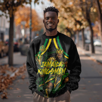 Personalized Jamaica Kingsmen Sweatshirt Caribbean Cricket Royal Warrior King Mascot
