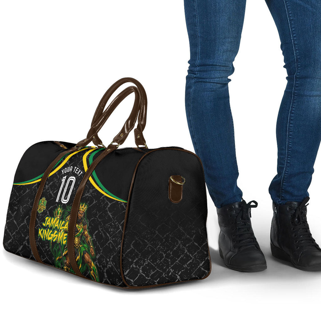 Personalized Jamaica Kingsmen Travel Bag Caribbean Cricket Royal Warrior King Mascot