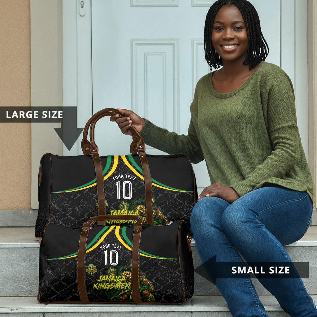 Personalized Jamaica Kingsmen Travel Bag Caribbean Cricket Royal Warrior King Mascot