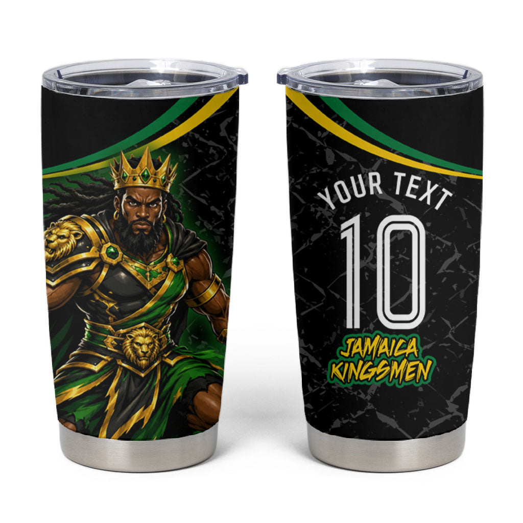 Personalized Jamaica Kingsmen Tumbler Cup Caribbean Cricket Royal Warrior King Mascot