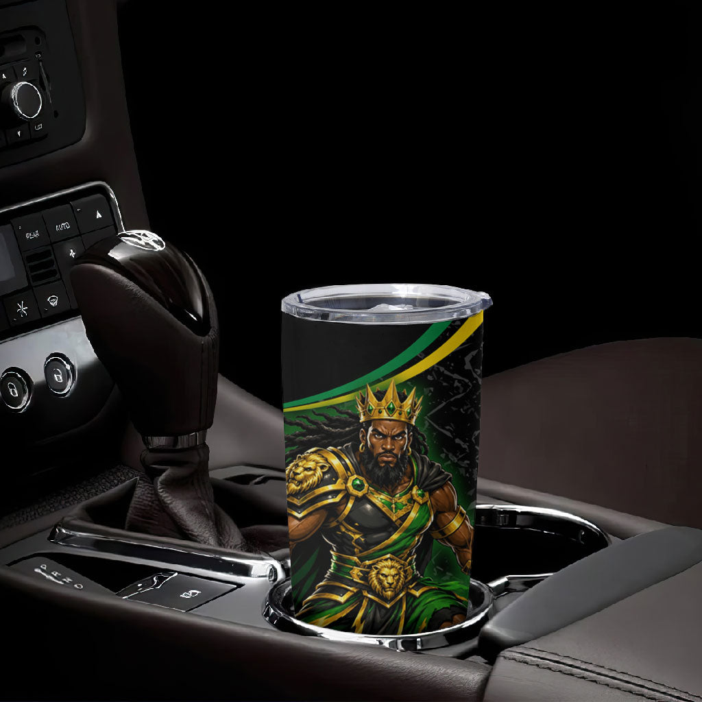 Personalized Jamaica Kingsmen Tumbler Cup Caribbean Cricket Royal Warrior King Mascot