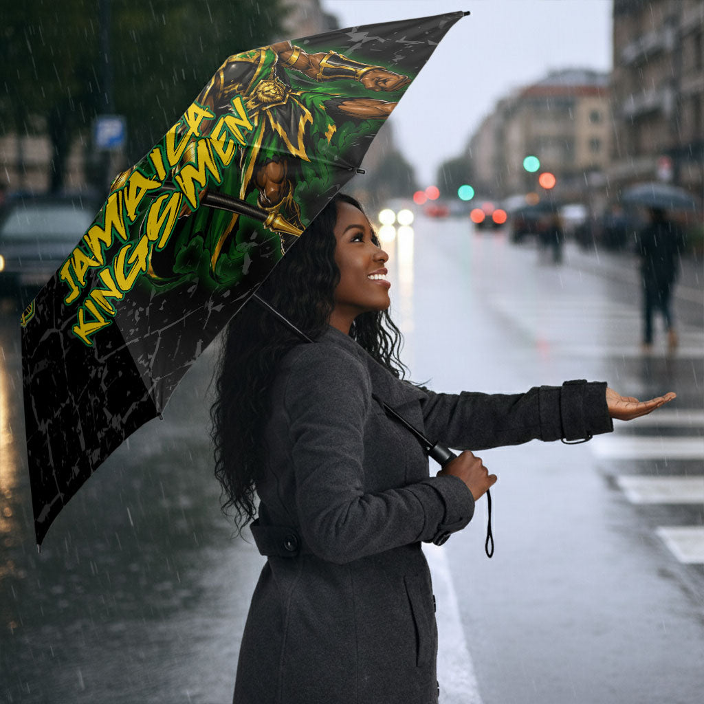 Personalized Jamaica Kingsmen Umbrella Caribbean Cricket Royal Warrior King Mascot