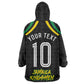 Personalized Jamaica Kingsmen Wearable Blanket Hoodie Caribbean Cricket Royal Warrior King Mascot