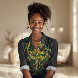 Personalized Jamaica Kingsmen Women Casual Shirt Caribbean Cricket Royal Warrior King Mascot