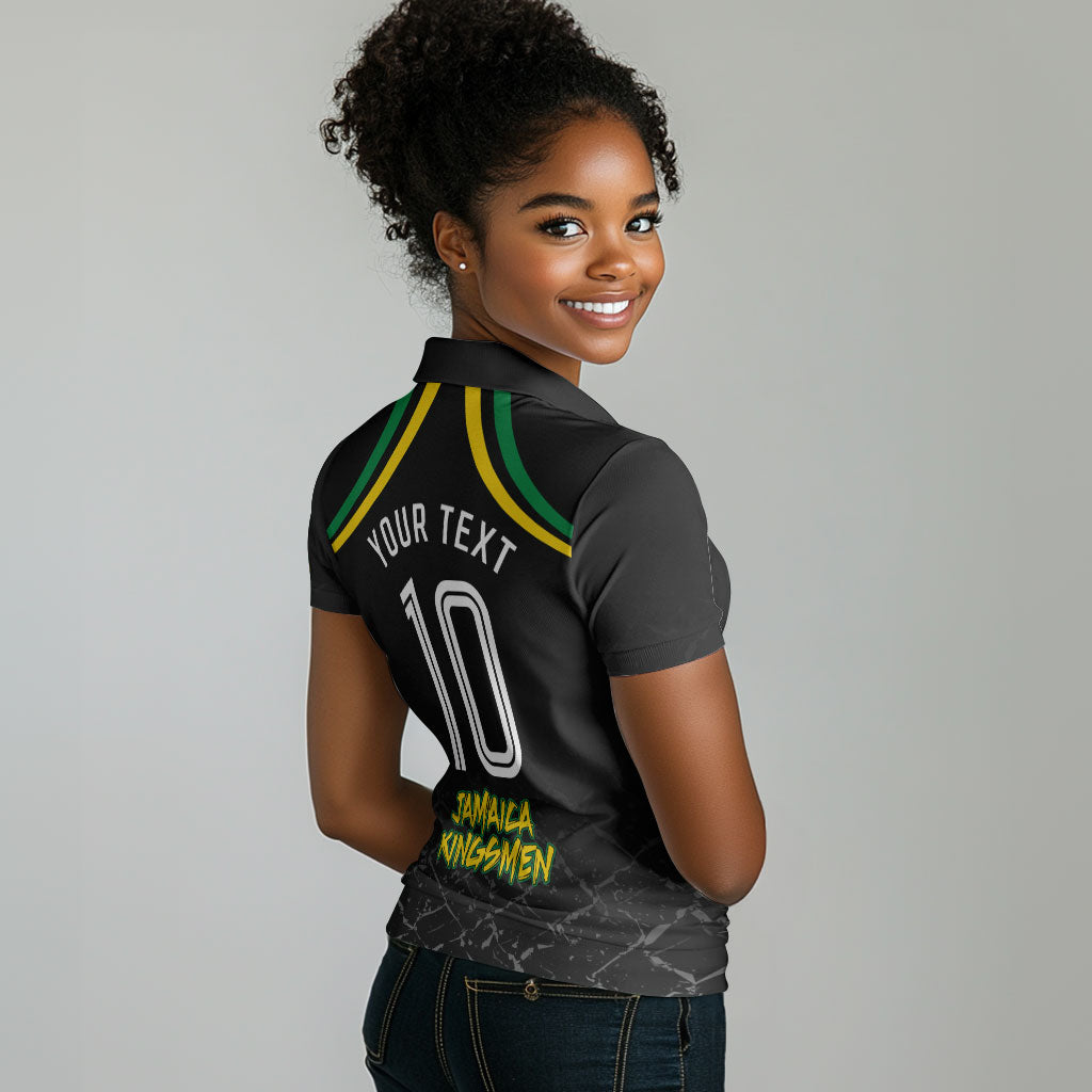 Personalized Jamaica Kingsmen Women Polo Shirt Caribbean Cricket Royal Warrior King Mascot