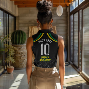 Personalized Jamaica Kingsmen Women Sleeveless Polo Shirt Caribbean Cricket Royal Warrior King Mascot