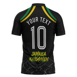 Personalized Jamaica Kingsmen Zipper Polo Shirt Caribbean Cricket Royal Warrior King Mascot