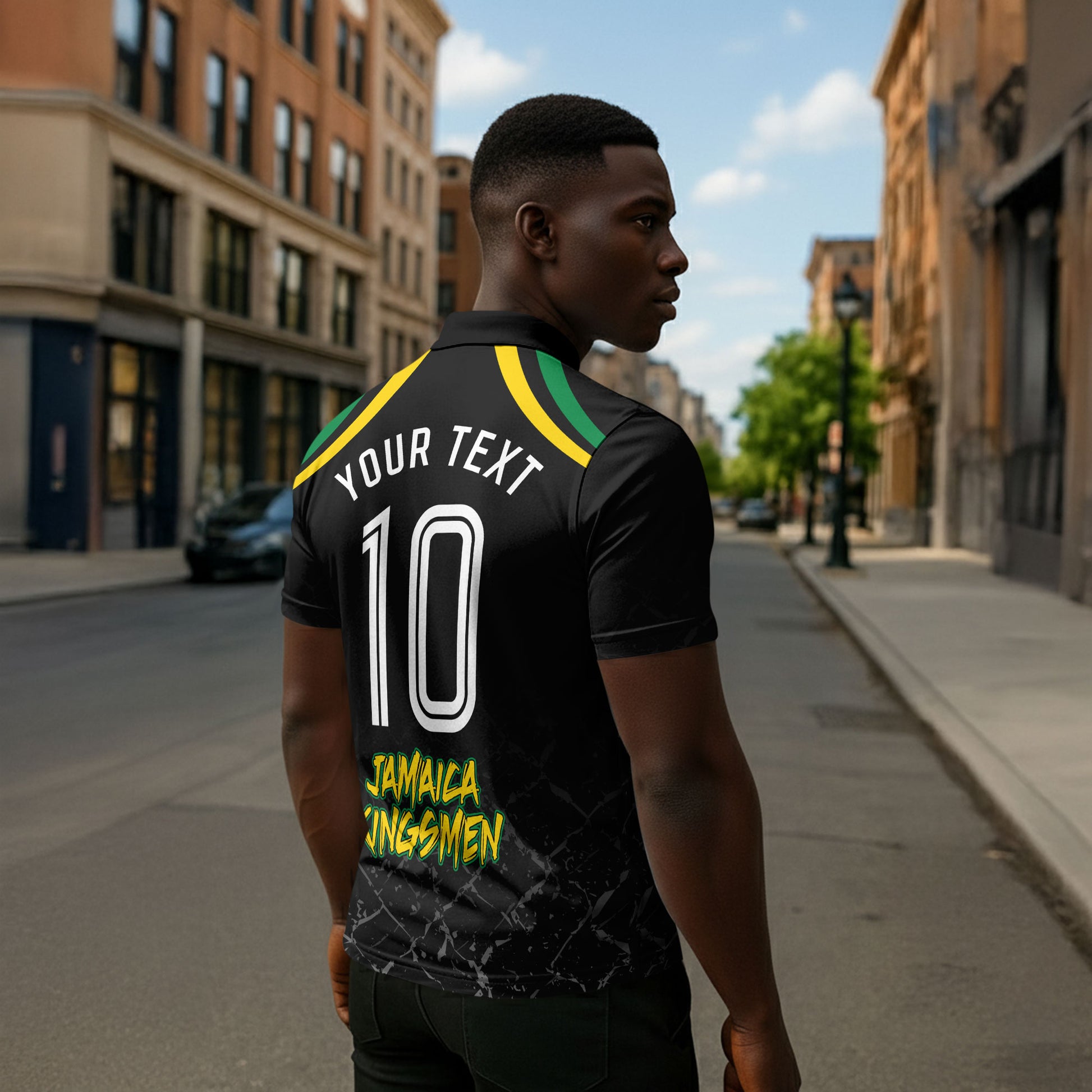 Personalized Jamaica Kingsmen Zipper Polo Shirt Caribbean Cricket Royal Warrior King Mascot