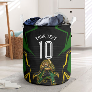 Personalized Jamaica Cricket Lion Mascot Laundry Basket Kingsmen Royal King Batsman Sport