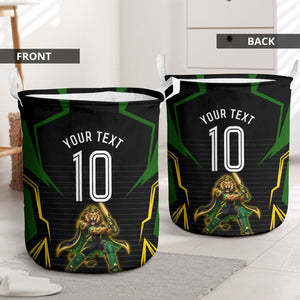 Personalized Jamaica Cricket Lion Mascot Laundry Basket Kingsmen Royal King Batsman Sport