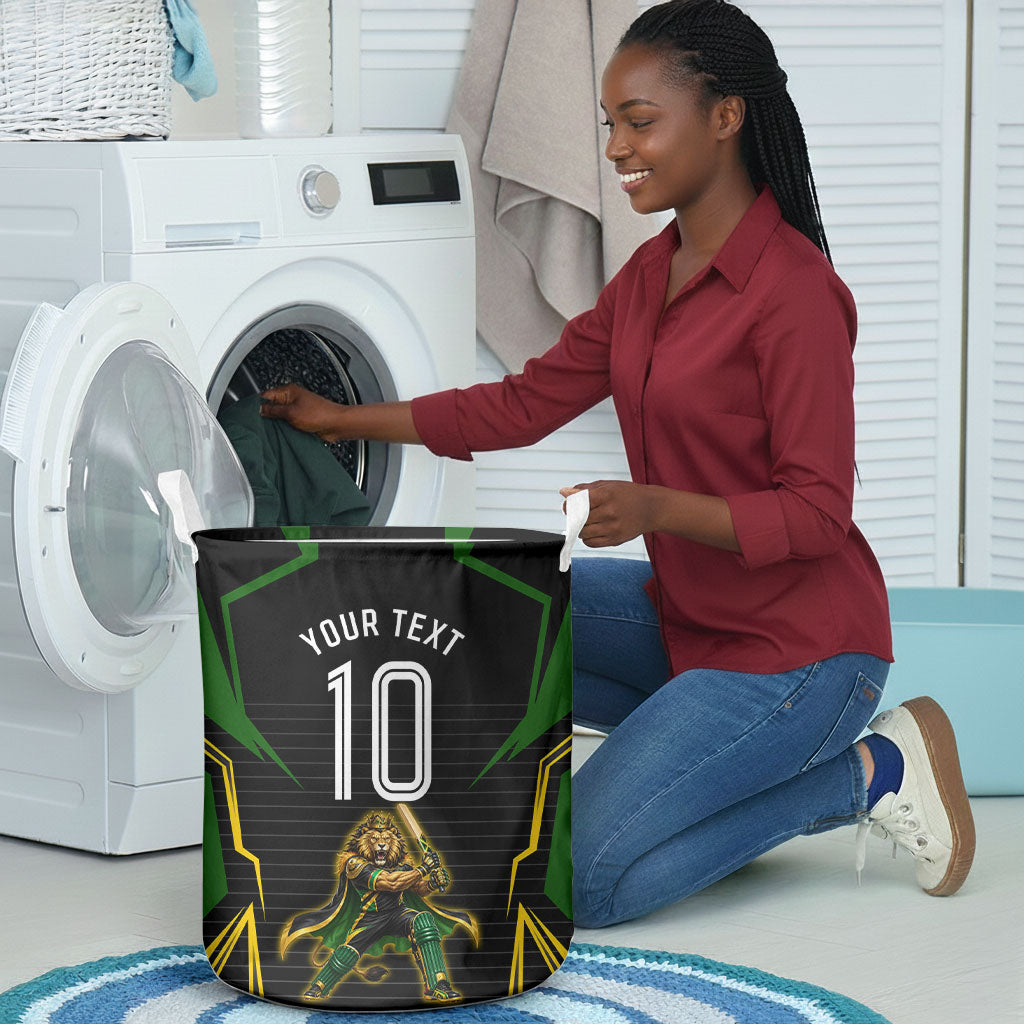 Personalized Jamaica Cricket Lion Mascot Laundry Basket Kingsmen Royal King Batsman Sport