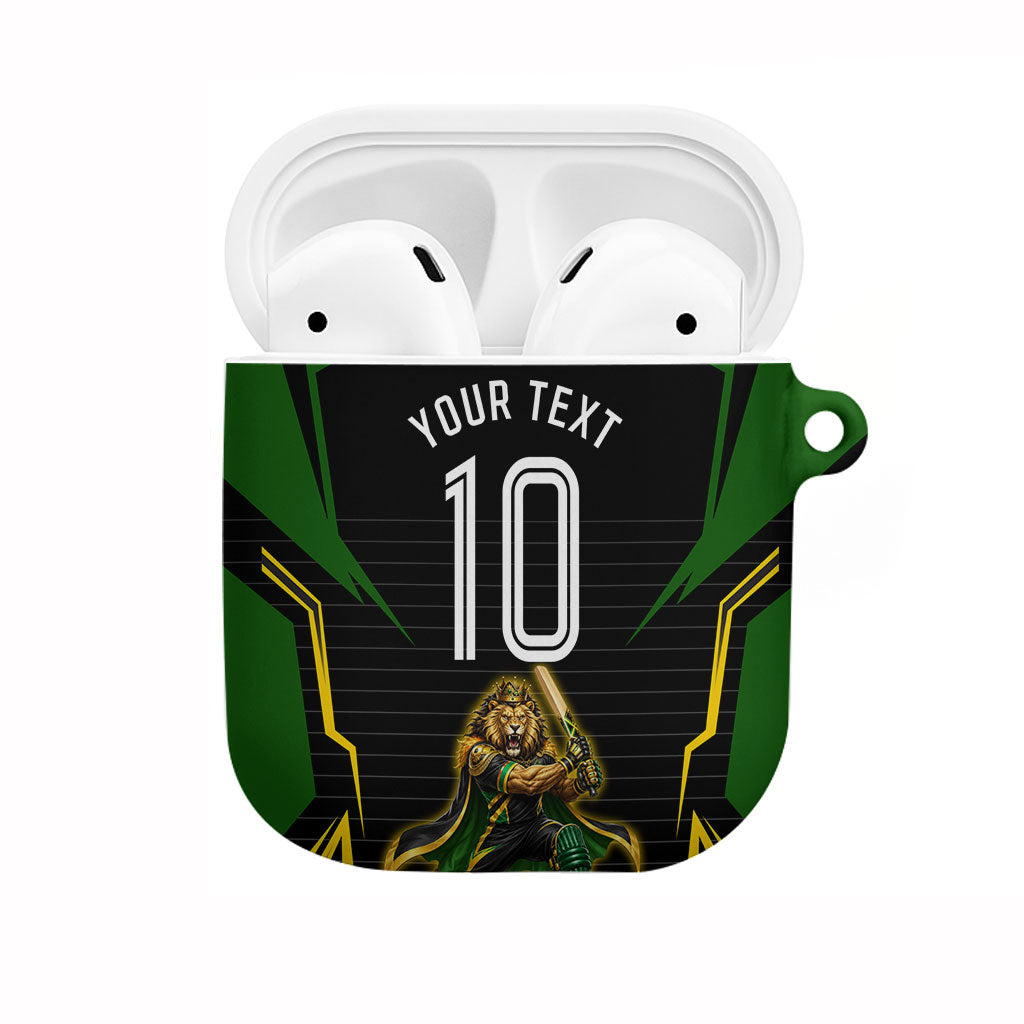 Personalized Jamaica Cricket Lion Mascot AirPods Case Kingsmen Royal King Batsman Sport