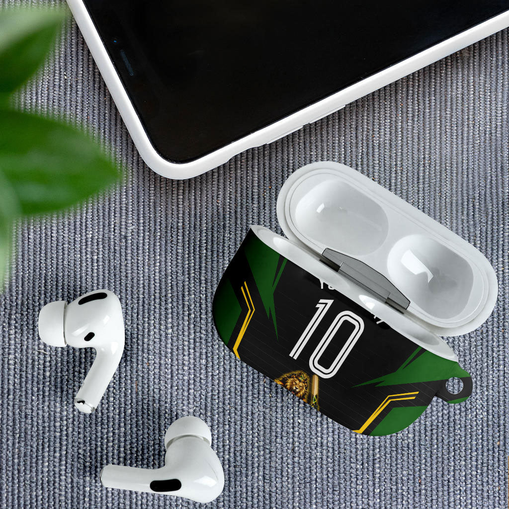 Personalized Jamaica Cricket Lion Mascot AirPods Case Kingsmen Royal King Batsman Sport
