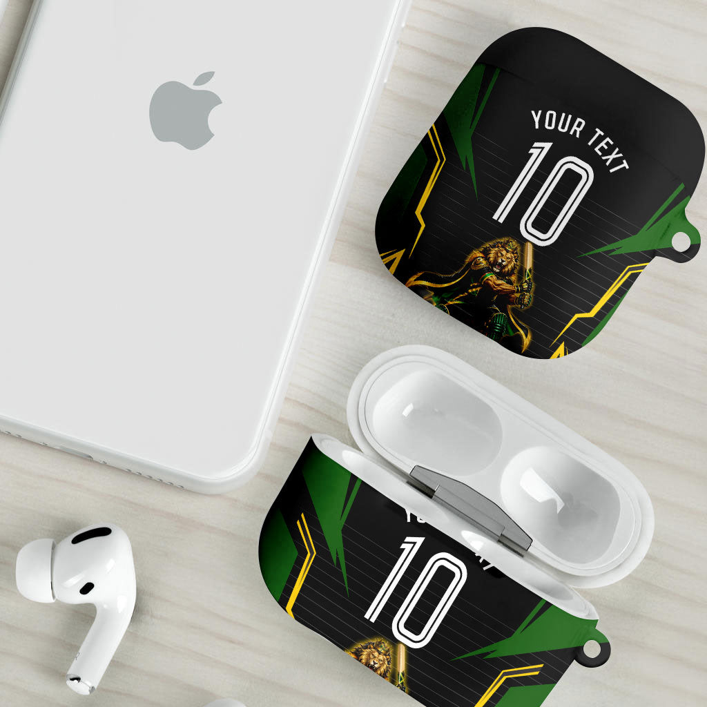 Personalized Jamaica Cricket Lion Mascot AirPods Case Kingsmen Royal King Batsman Sport