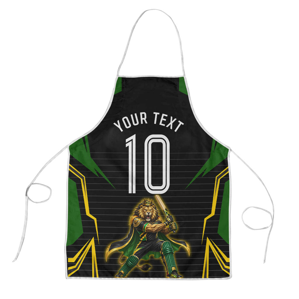 Personalized Jamaica Cricket Lion Mascot Apron Kingsmen Royal King Batsman Sport