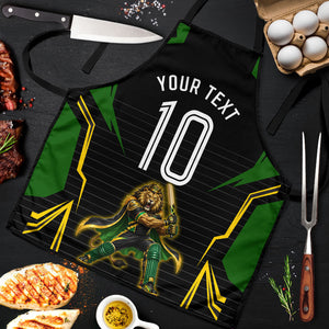 Personalized Jamaica Cricket Lion Mascot Apron Kingsmen Royal King Batsman Sport