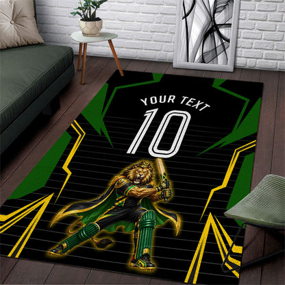 Personalized Jamaica Cricket Lion Mascot Area Rug Kingsmen Royal King Batsman Sport