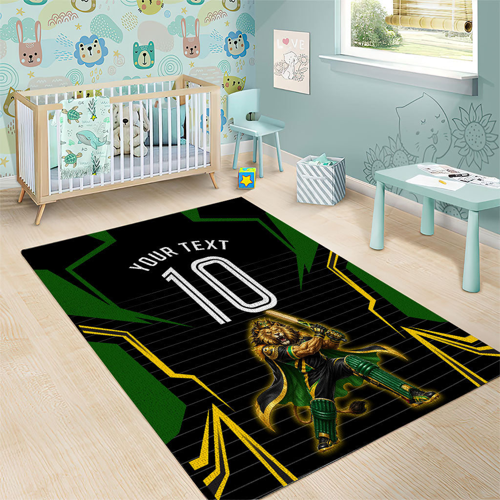 Personalized Jamaica Cricket Lion Mascot Area Rug Kingsmen Royal King Batsman Sport