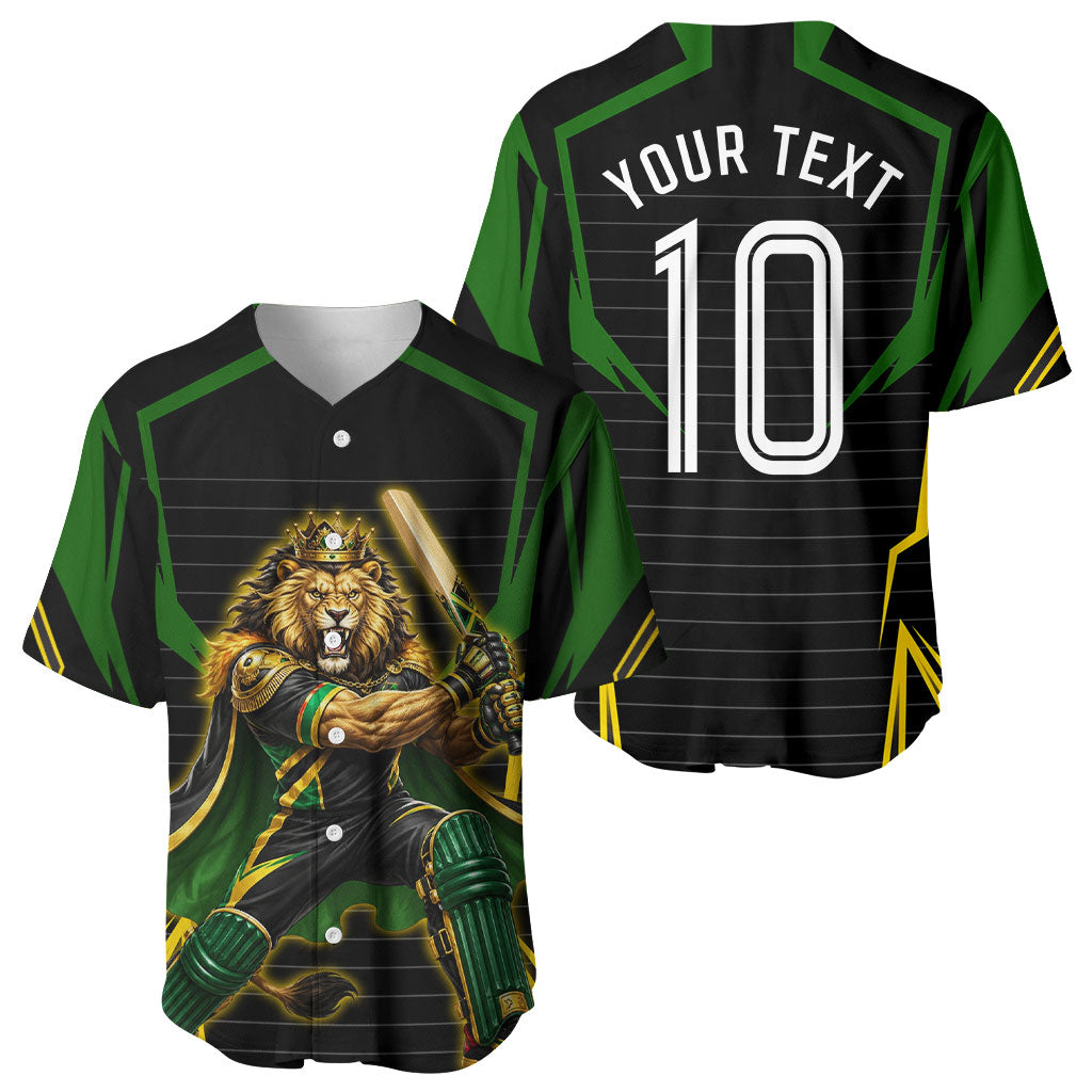 Personalized Jamaica Cricket Lion Mascot Baseball Jersey Kingsmen Royal King Batsman Sport