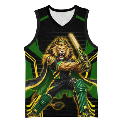 Personalized Jamaica Cricket Lion Mascot Basketball Jersey Kingsmen Royal King Batsman Sport