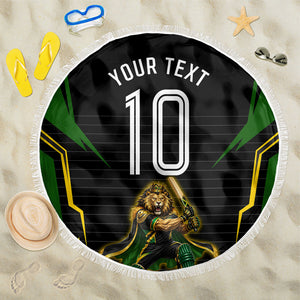 Personalized Jamaica Cricket Lion Mascot Beach Blanket Kingsmen Royal King Batsman Sport