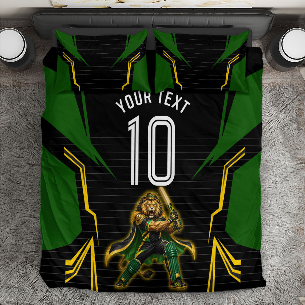 Personalized Jamaica Cricket Lion Mascot Bedding Set Kingsmen Royal King Batsman Sport