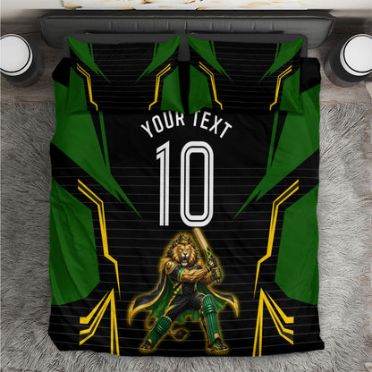 Personalized Jamaica Cricket Lion Mascot Bedding Set Kingsmen Royal King Batsman Sport