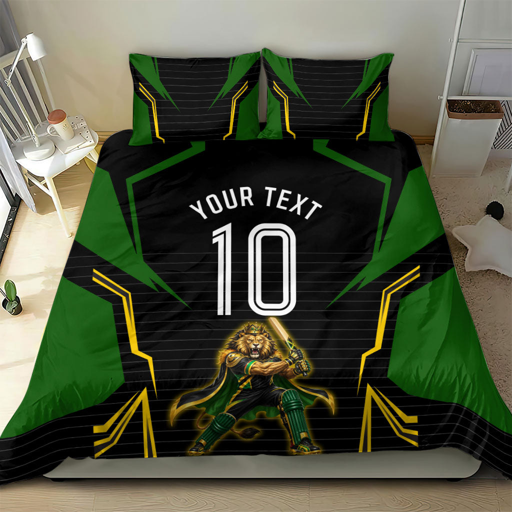 Personalized Jamaica Cricket Lion Mascot Bedding Set Kingsmen Royal King Batsman Sport