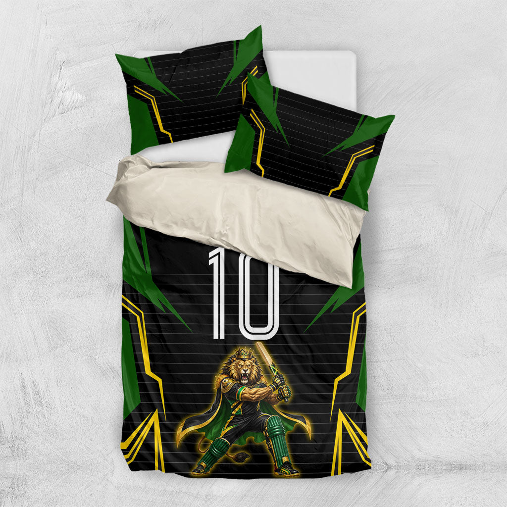 Personalized Jamaica Cricket Lion Mascot Bedding Set Kingsmen Royal King Batsman Sport