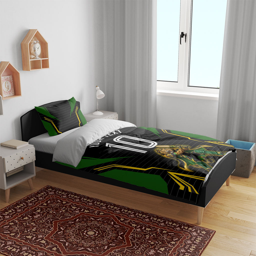 Personalized Jamaica Cricket Lion Mascot Bedding Set Kingsmen Royal King Batsman Sport