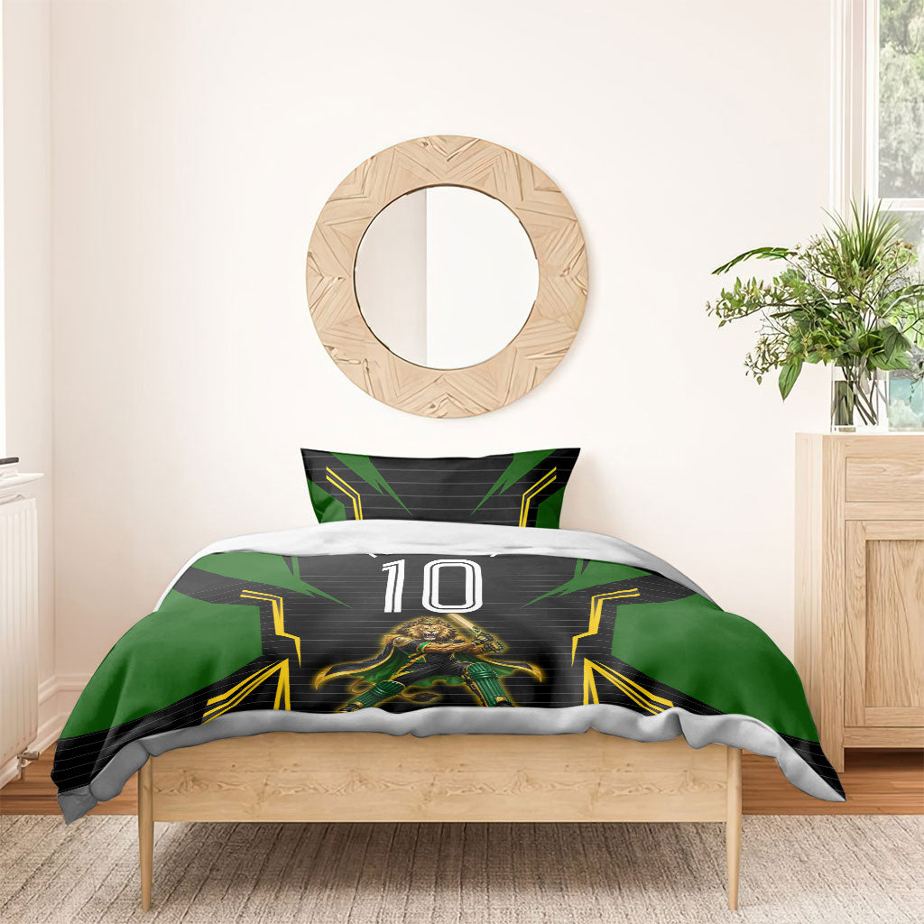 Personalized Jamaica Cricket Lion Mascot Bedding Set Kingsmen Royal King Batsman Sport