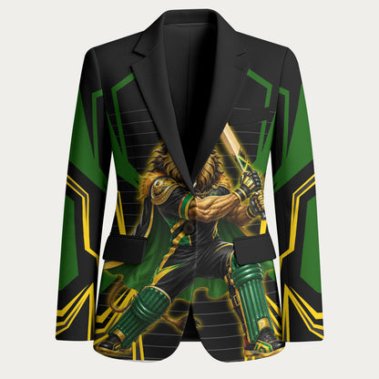 Personalized Jamaica Cricket Lion Mascot Blazer Kingsmen Royal King Batsman Sport