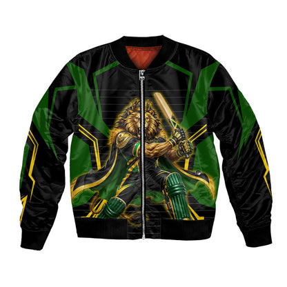 Personalized Jamaica Cricket Lion Mascot Bomber Jacket Kingsmen Royal King Batsman Sport