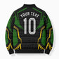 Personalized Jamaica Cricket Lion Mascot Bomber Puffer Jacket Kingsmen Royal King Batsman Sport