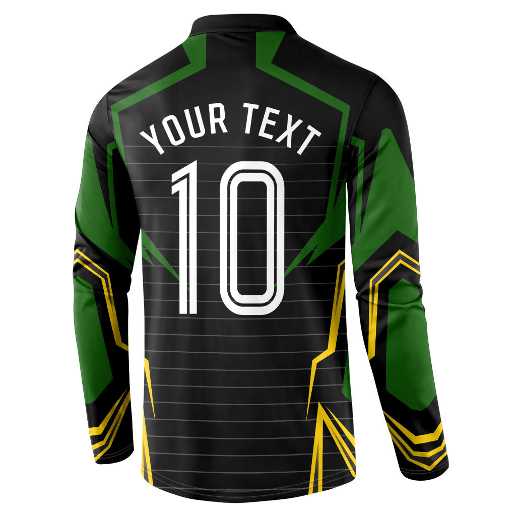 Personalized Jamaica Cricket Lion Mascot Button Sweatshirt Kingsmen Royal King Batsman Sport