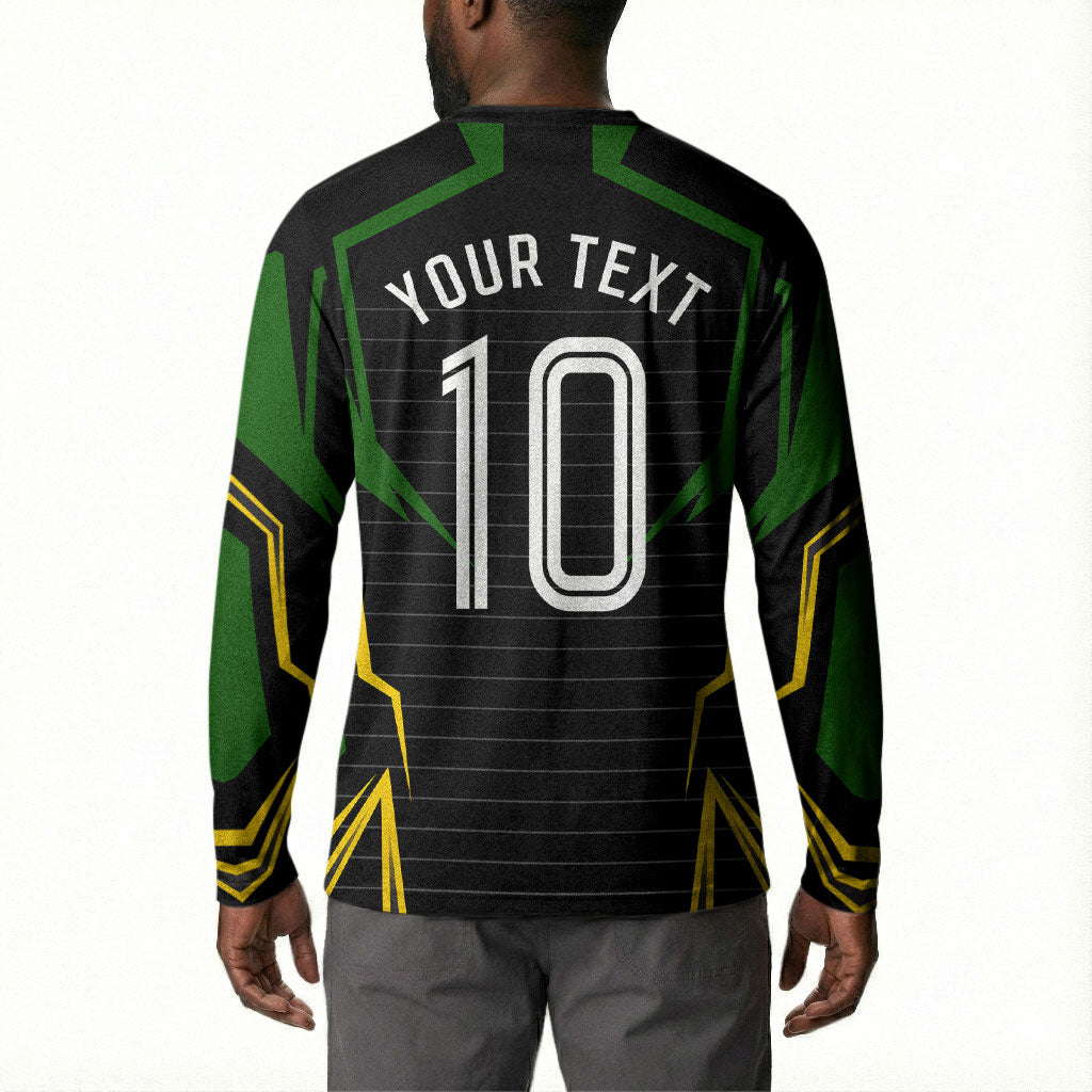 Personalized Jamaica Cricket Lion Mascot Button Sweatshirt Kingsmen Royal King Batsman Sport