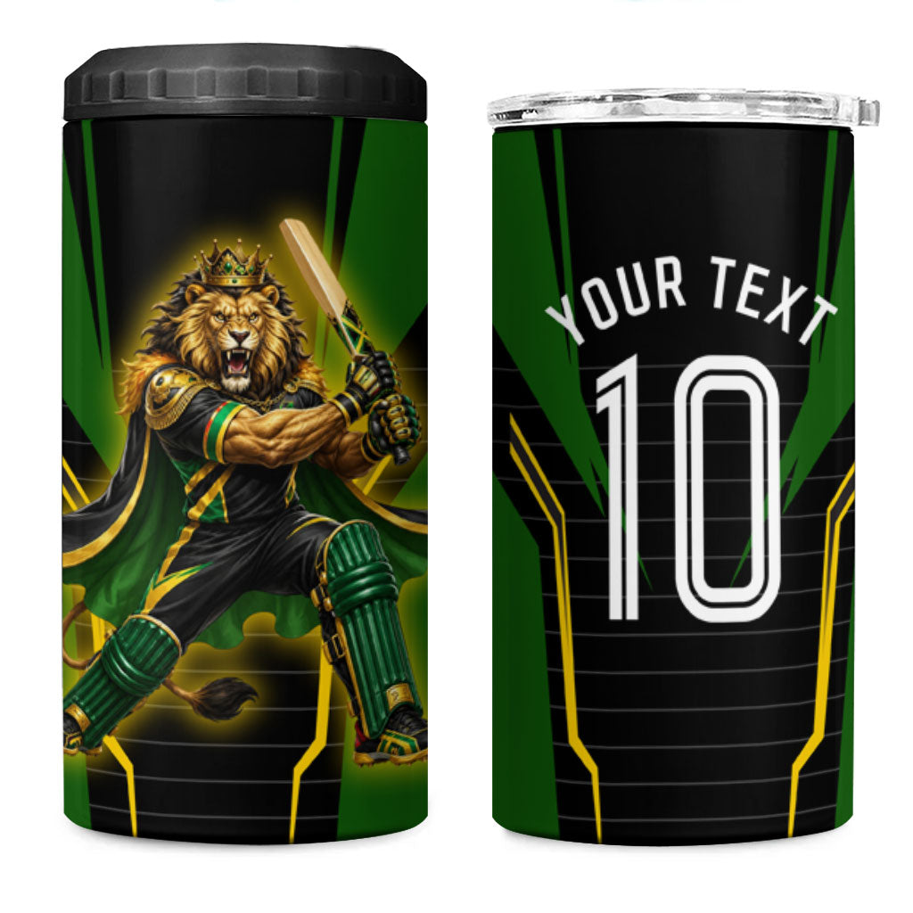 Personalized Jamaica Cricket Lion Mascot 4 in 1 Can Cooler Tumbler Kingsmen Royal King Batsman Sport