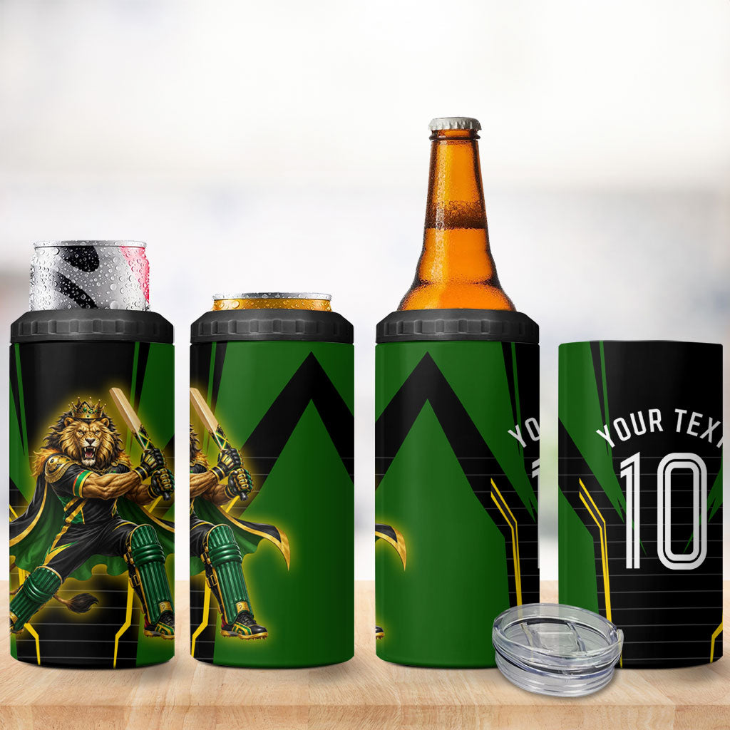 Personalized Jamaica Cricket Lion Mascot 4 in 1 Can Cooler Tumbler Kingsmen Royal King Batsman Sport