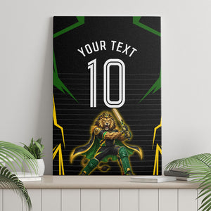 Personalized Jamaica Cricket Lion Mascot Canvas Wall Art Kingsmen Royal King Batsman Sport