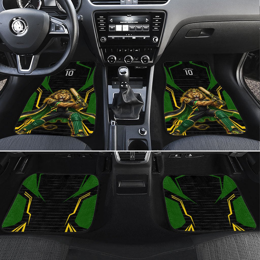 Personalized Jamaica Cricket Lion Mascot Car Mats Kingsmen Royal King Batsman Sport