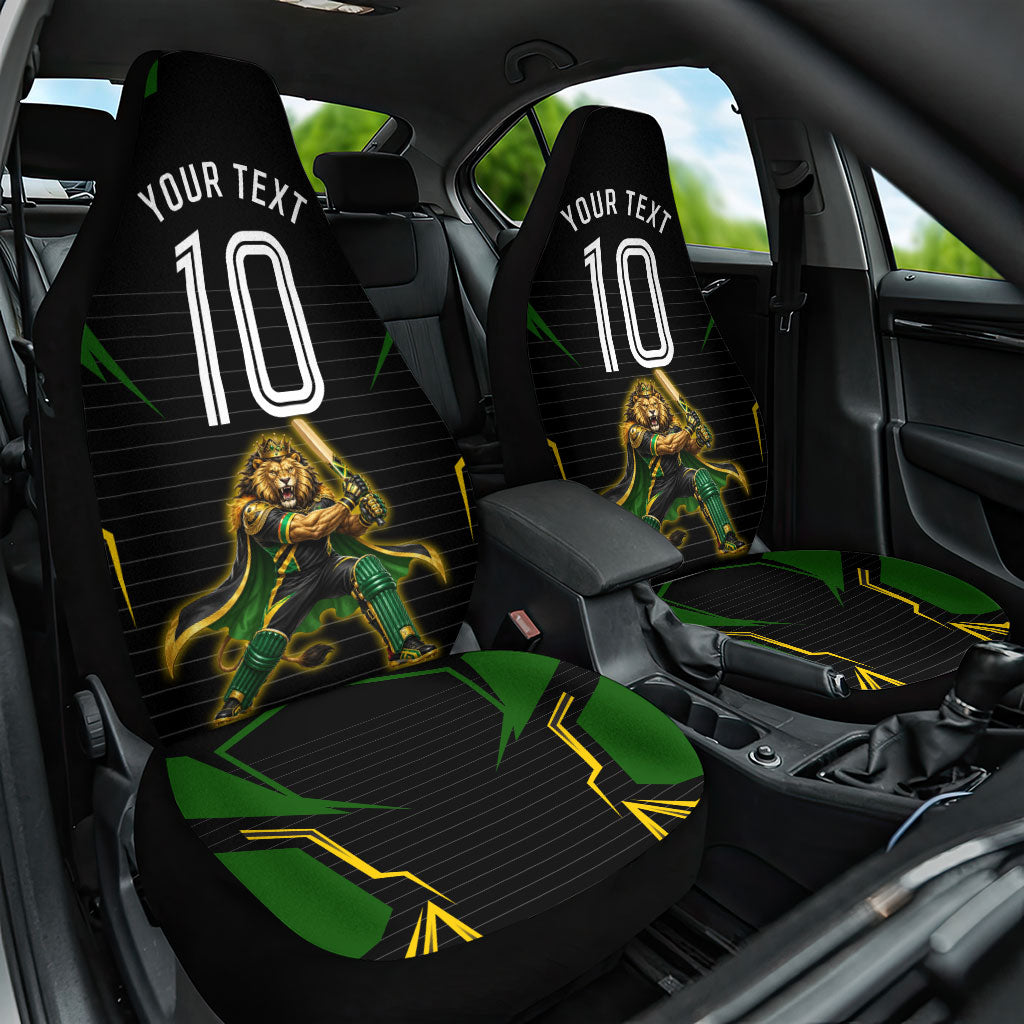 Personalized Jamaica Cricket Lion Mascot Car Seat Cover Kingsmen Royal King Batsman Sport