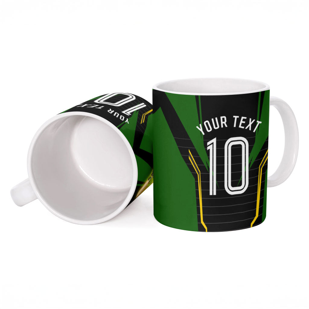 Personalized Jamaica Cricket Lion Mascot Ceramic Mug Kingsmen Royal King Batsman Sport