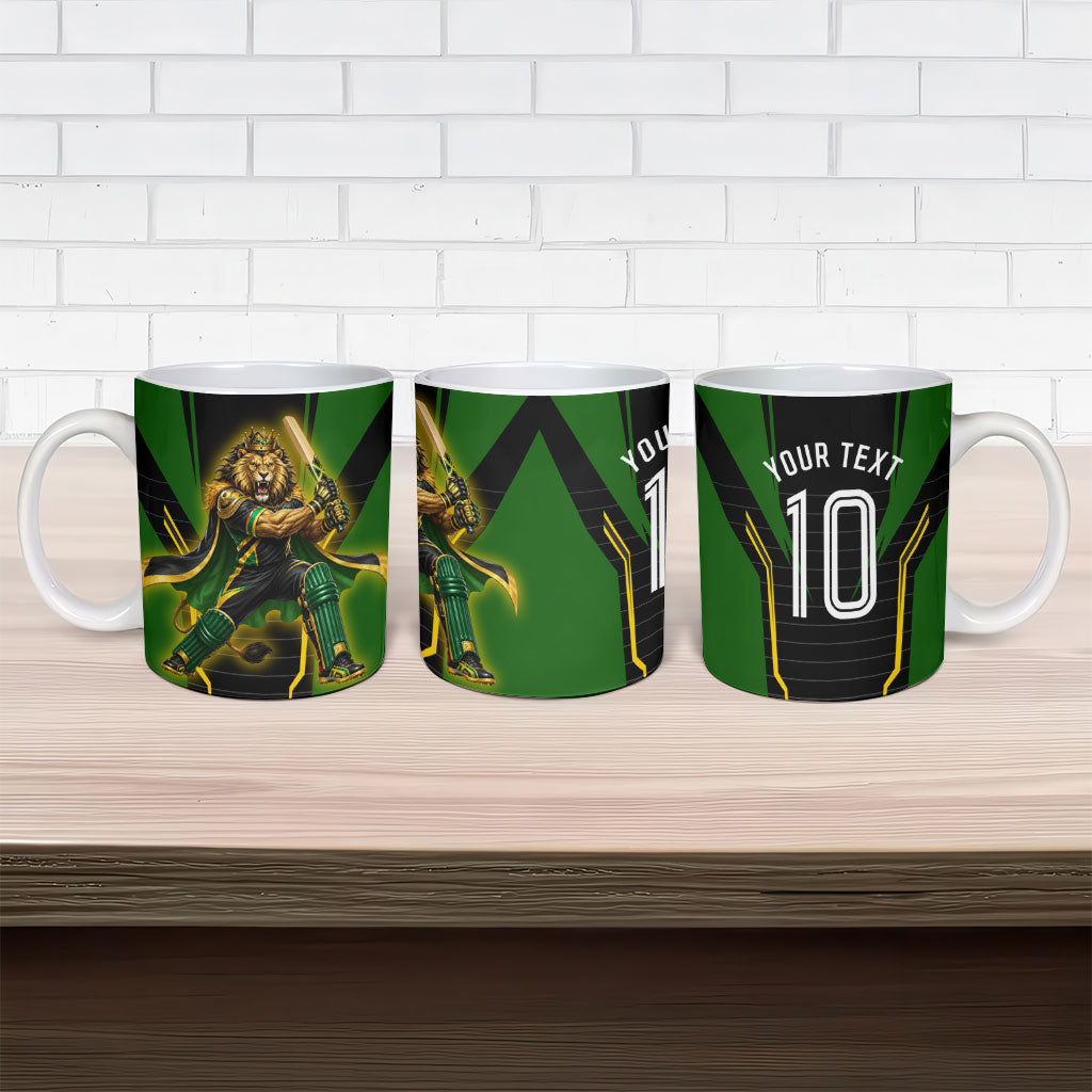 Personalized Jamaica Cricket Lion Mascot Ceramic Mug Kingsmen Royal King Batsman Sport